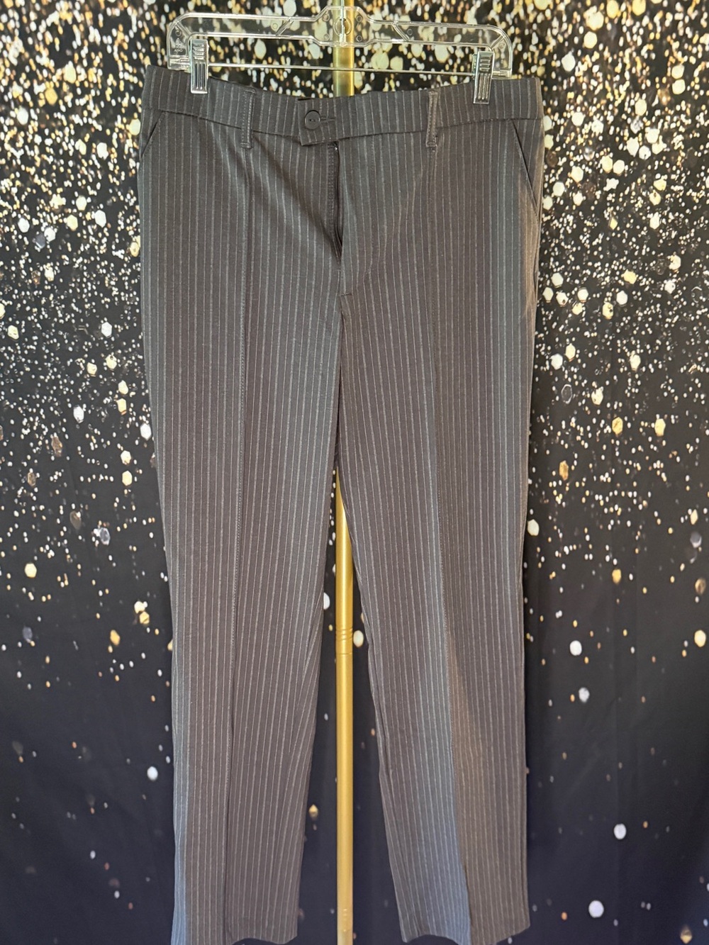 Lee Pinstripe Dress Pants - Charcoal Gray